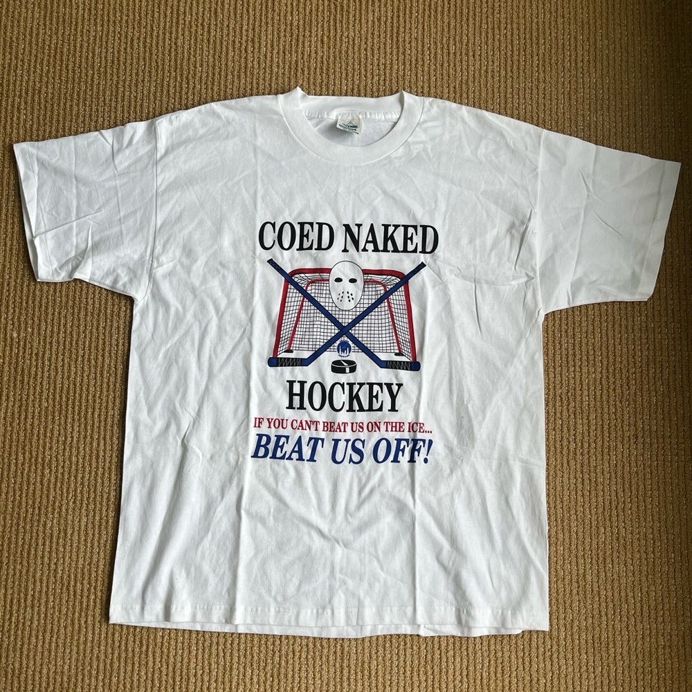 Screen Wear Inc. Vintage Hockey Theme Single Stitch T-Shirt Cotton Size XXL